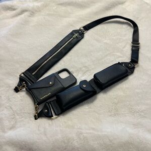 Bandolier "Billie" iPhone 13 Pro Max case and crossbody strap.